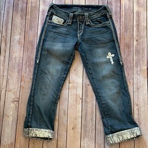 Cowgirl Tuff Co Jean capris sequin crosses size 25